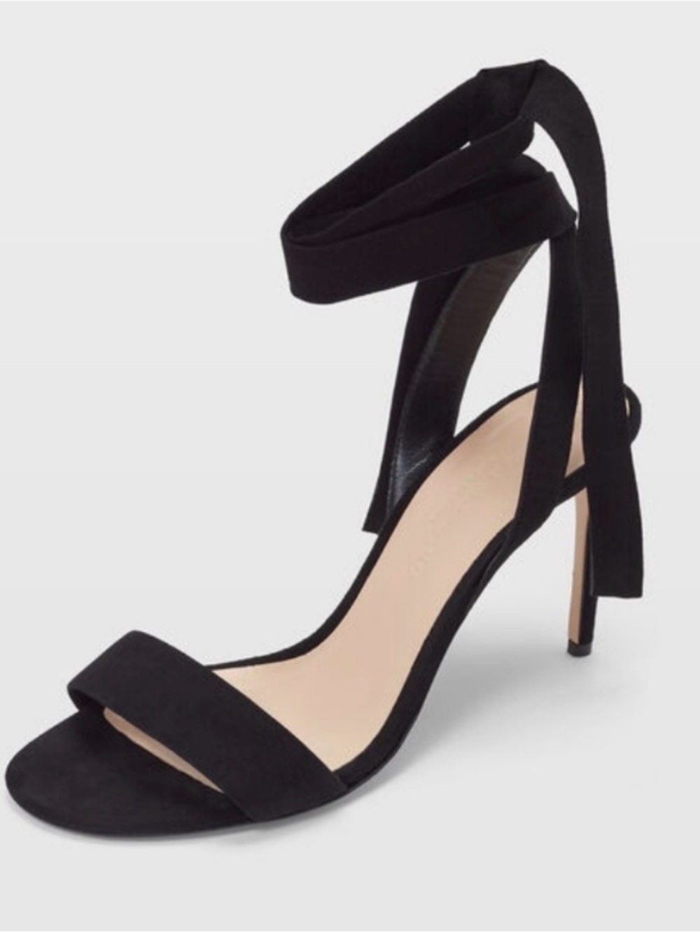 Club Monaco ($279) Corla Black Suede Tie Wrap-Ankle Stiletto Sandals Size 7.5